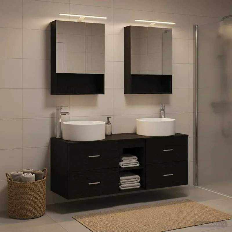 Vonios baldų rinkinys 5 pcs Juodojo ąžuolo