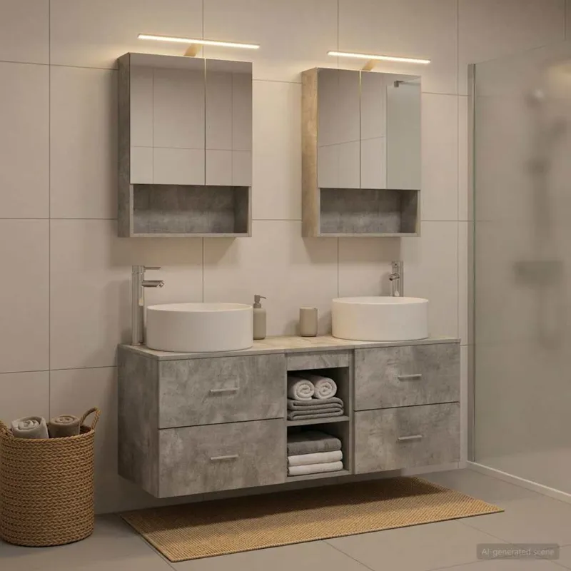 Vonios baldų rinkinys 5 pcs Betono pilka