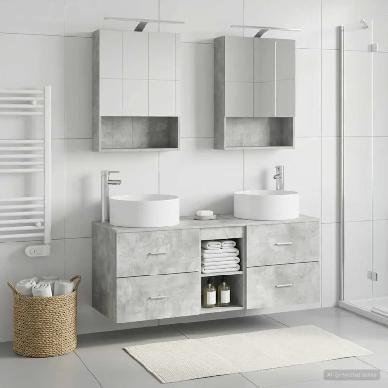 Vonios baldų rinkinys 5 pcs Betono pilka