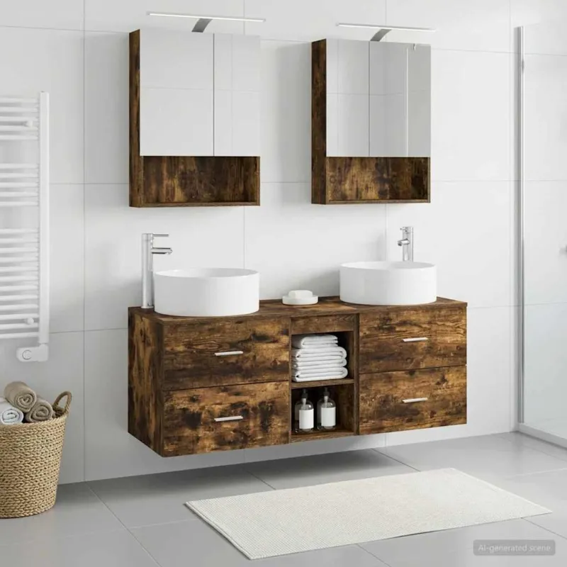 Vonios baldų rinkinys 5 pcs Dūminio ąžuolo