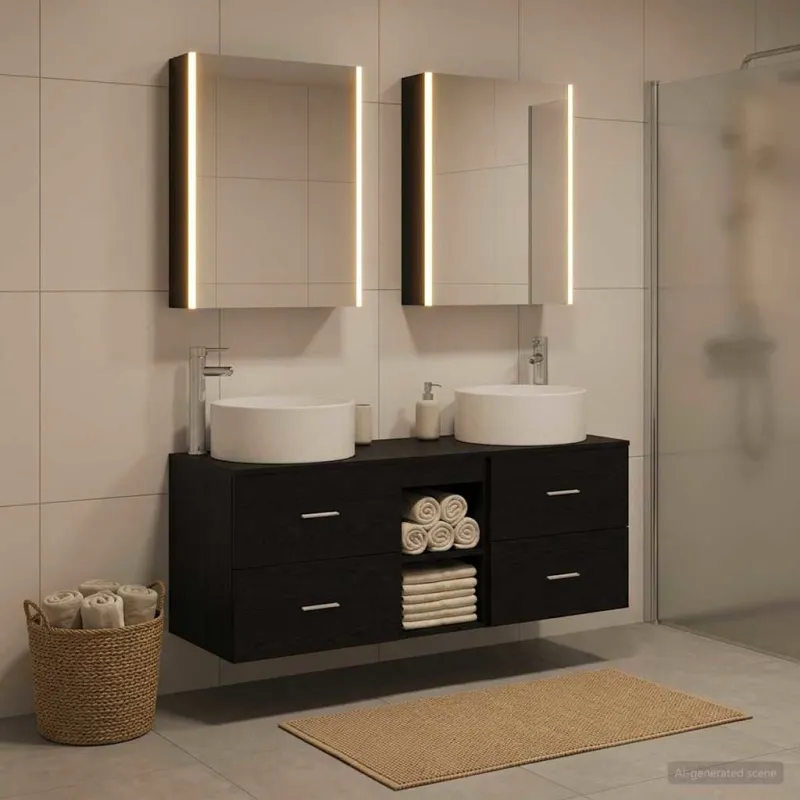 Vonios baldų rinkinys 5 pcs Juodojo ąžuolo
