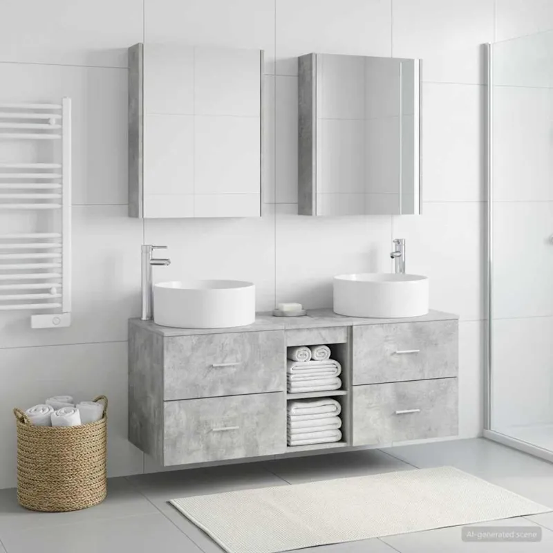 Vonios baldų rinkinys 5 pcs Betono pilka