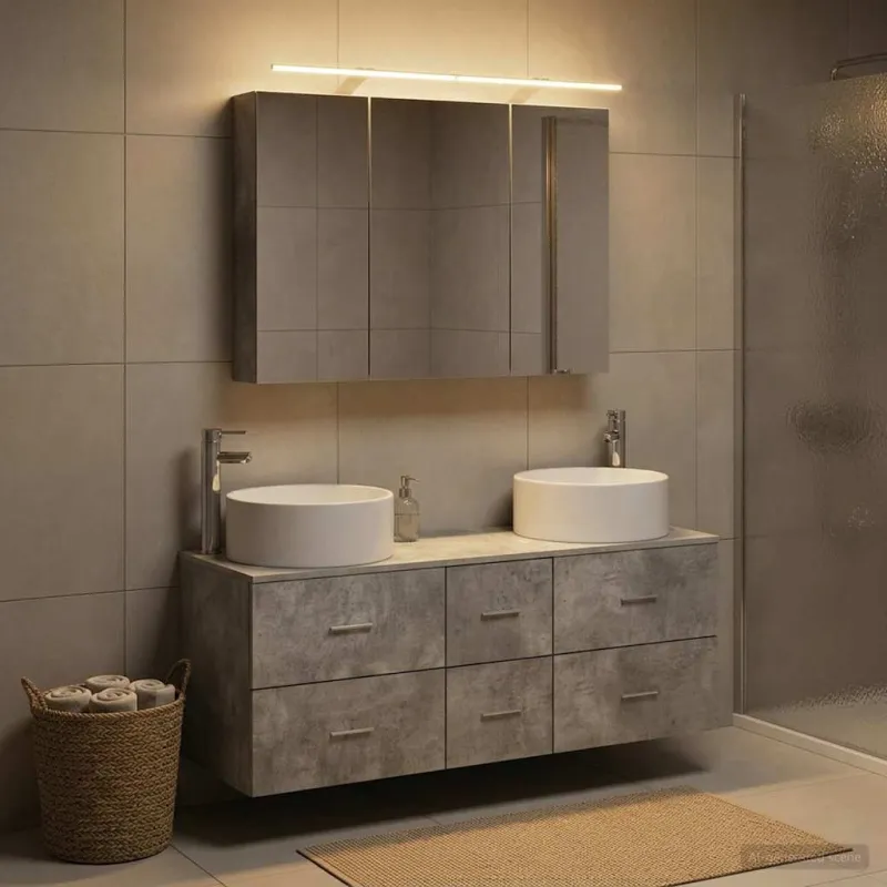 Vonios baldų rinkinys 4 pcs Betono pilka