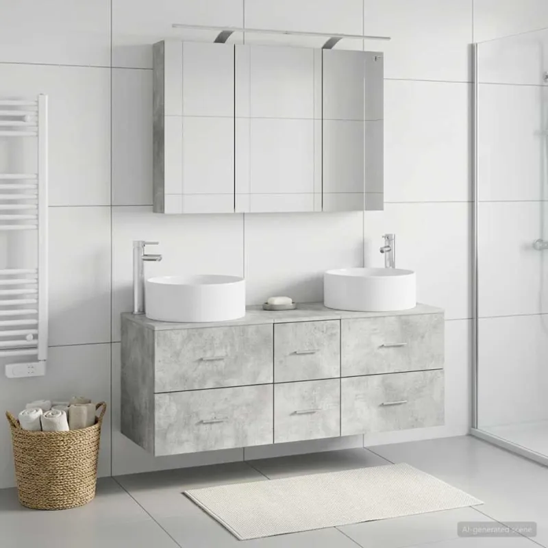 Vonios baldų rinkinys 4 pcs Betono pilka