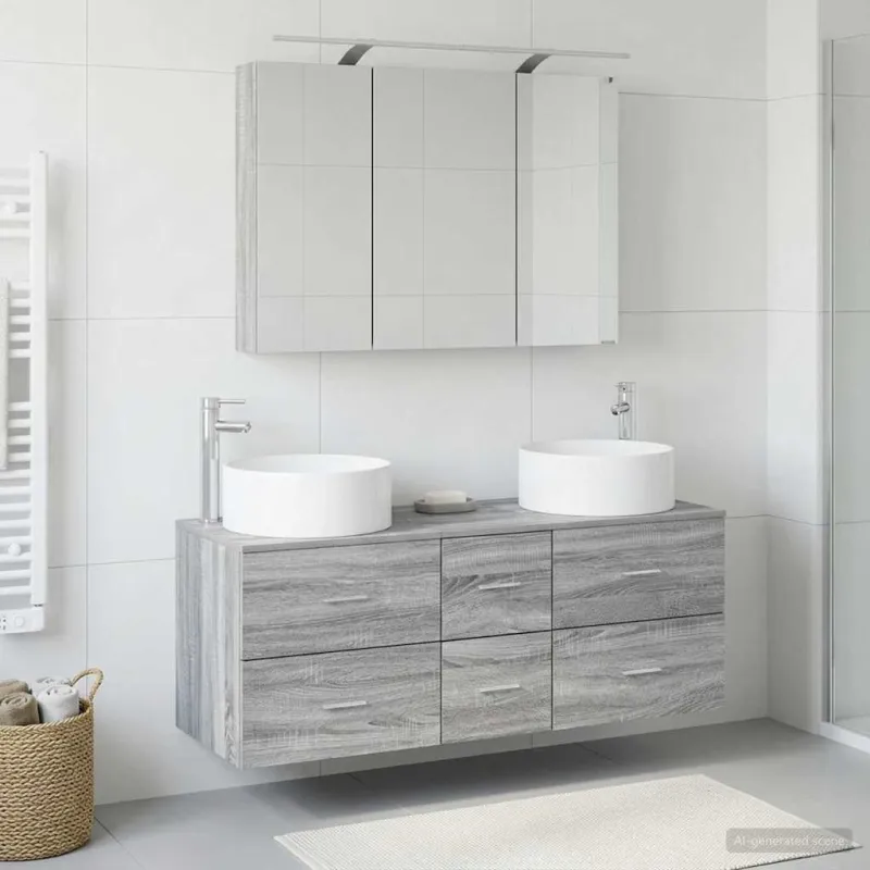 Vonios baldų rinkinys 4 pcs Pilka Sonoma