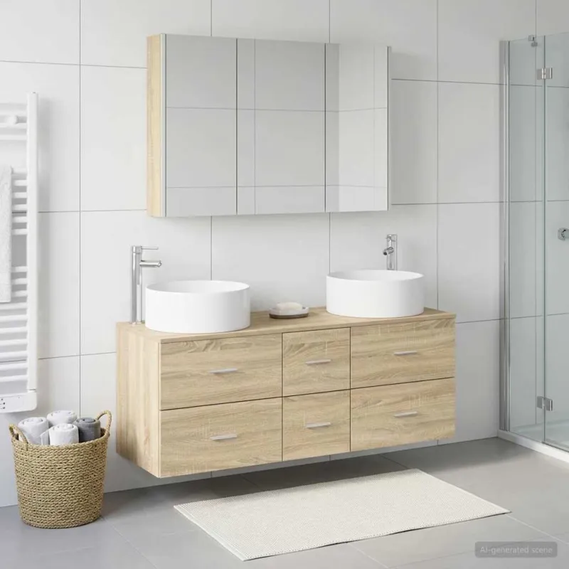 Vonios baldų rinkinys 4 pcs Sonoma ąžuolas
