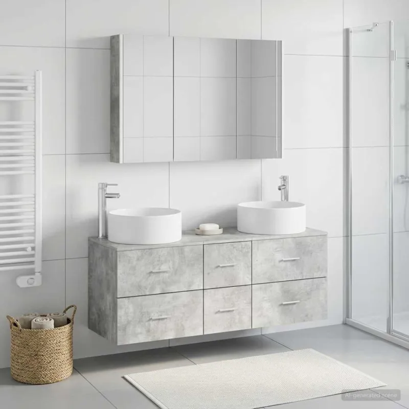 Vonios baldų rinkinys 4 pcs Betono pilka