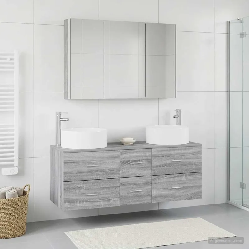 Vonios baldų rinkinys 4 pcs Pilka Sonoma