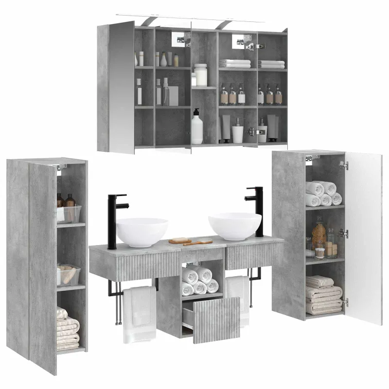 Vonios baldų rinkinys 6 pcs Betono pilka