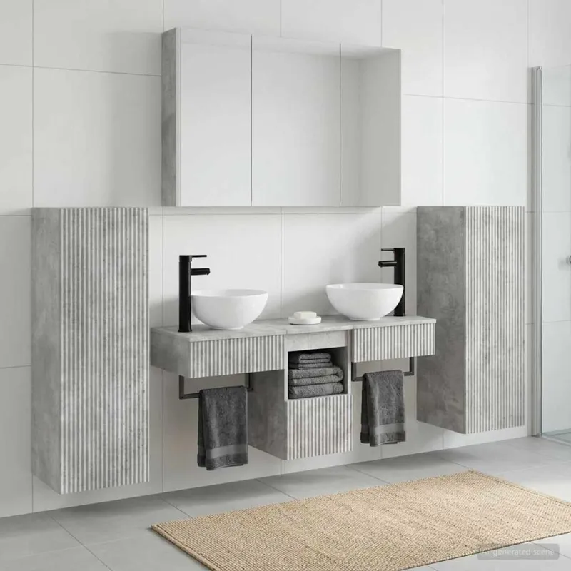 Vonios baldų rinkinys 6 pcs Betono pilka
