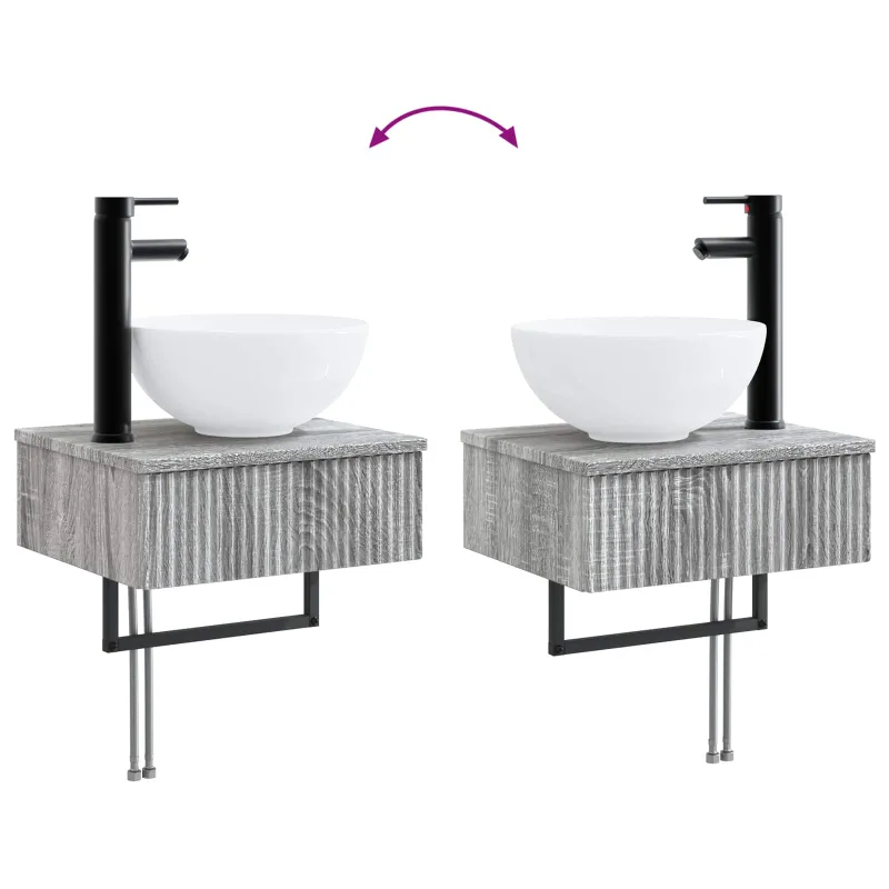 Vonios baldų rinkinys 6 pcs Pilka Sonoma