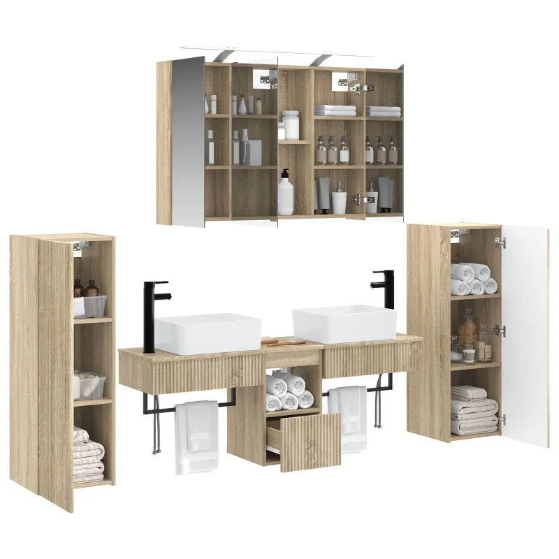 Vonios baldų rinkinys 6 pcs Sonoma ąžuolas