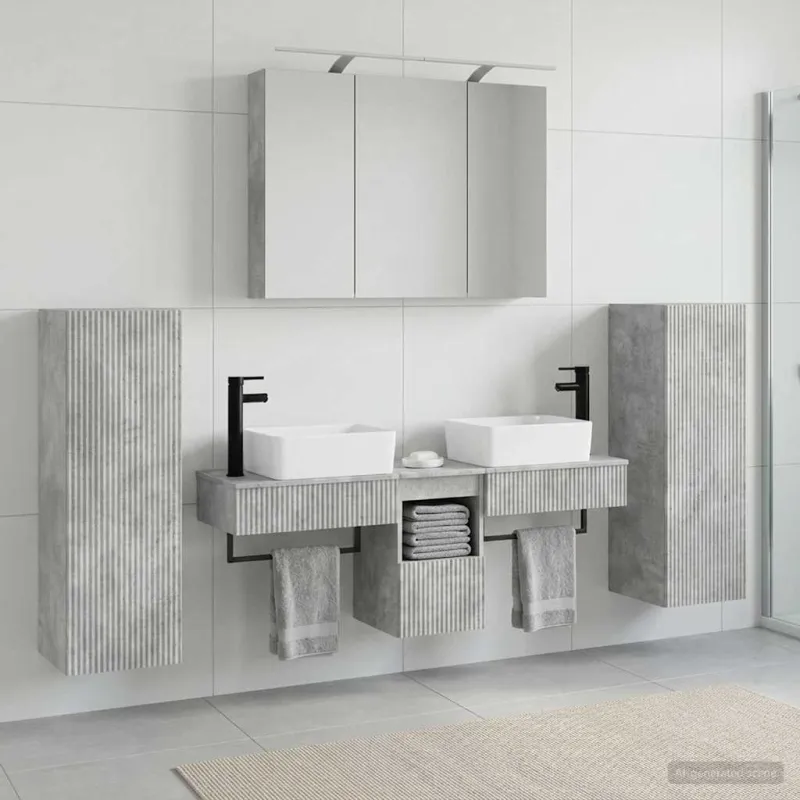 Vonios baldų rinkinys 6 pcs Betono pilka