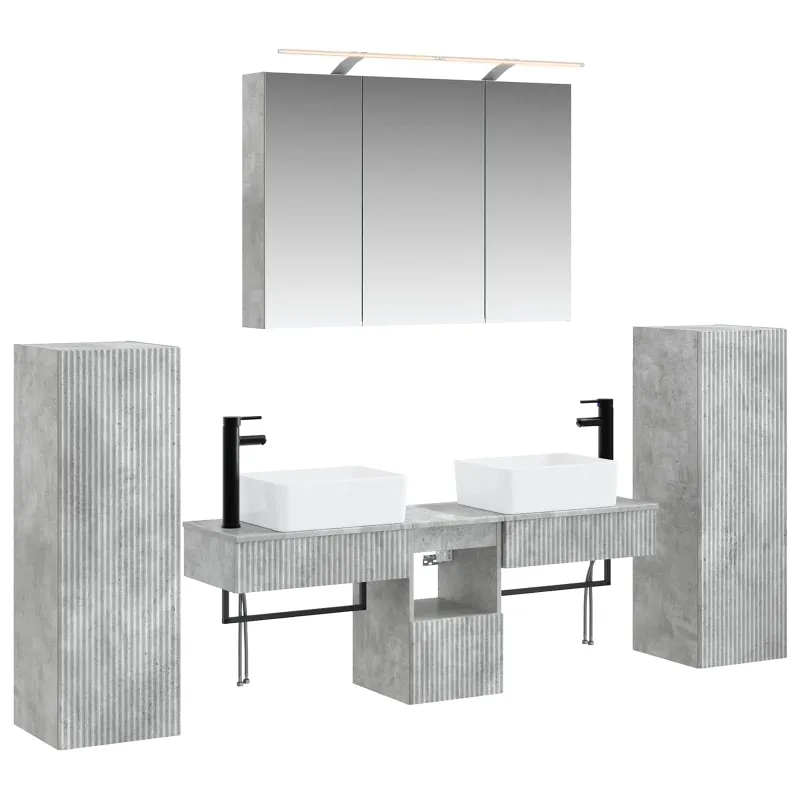 Vonios baldų rinkinys 6 pcs Betono pilka