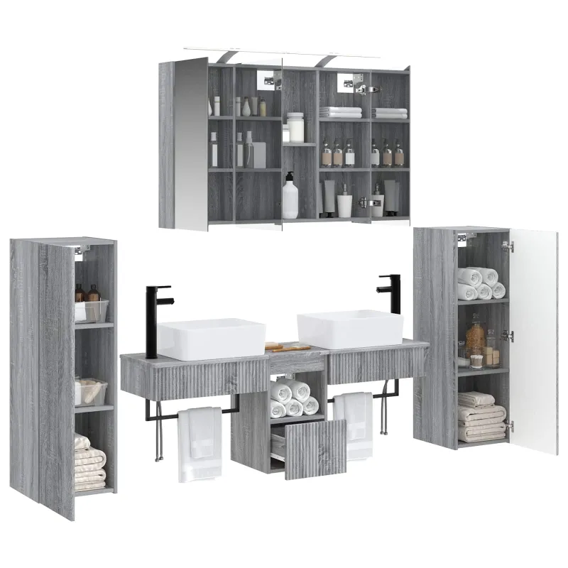 Vonios baldų rinkinys 6 pcs Pilka Sonoma