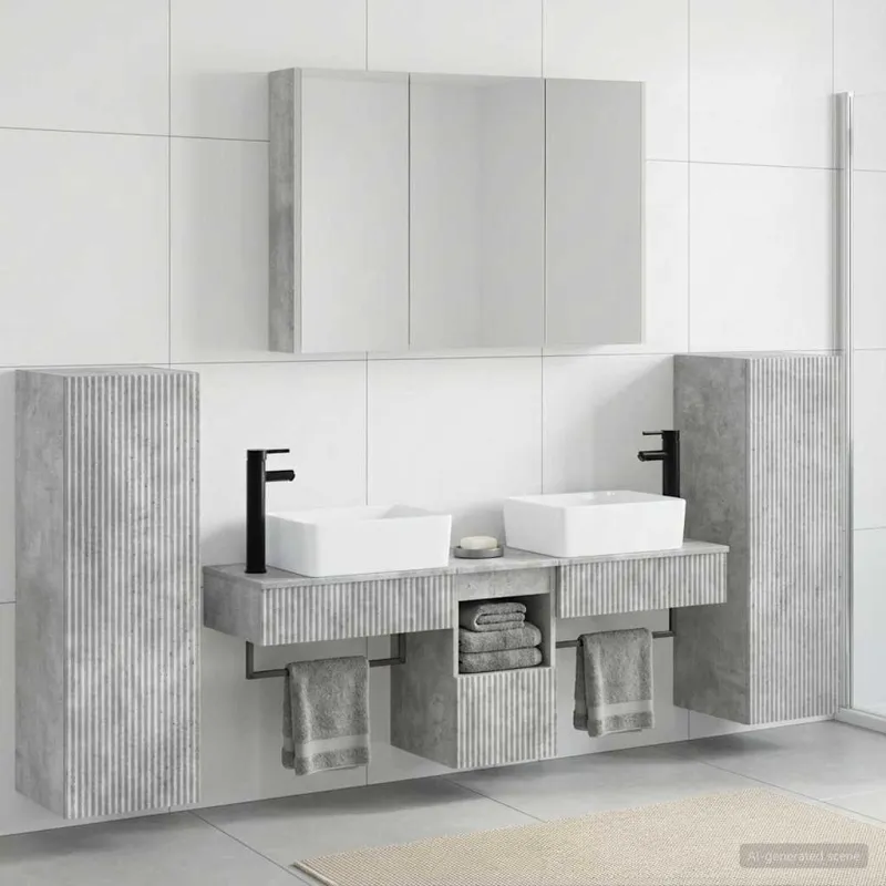 Vonios baldų rinkinys 6 pcs Betono pilka