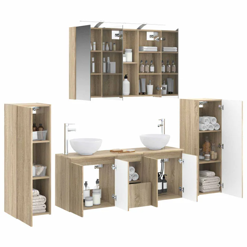 Vonios baldų rinkinys 6 pcs Sonoma ąžuolas