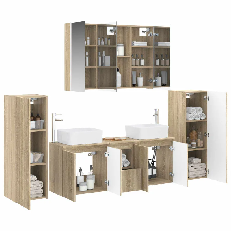 Vonios baldų rinkinys 6 pcs Sonoma ąžuolas