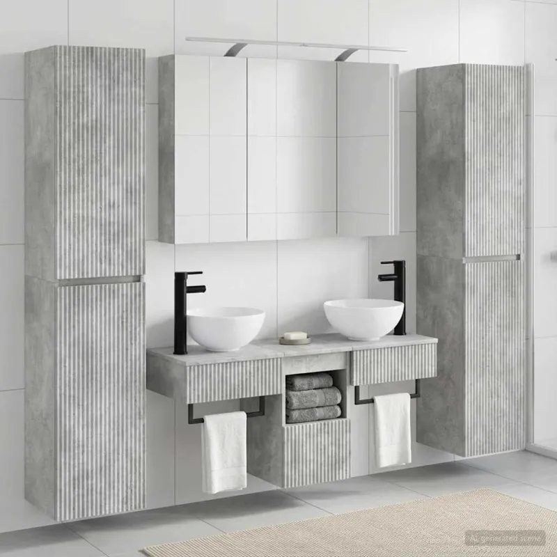 Vonios baldų rinkinys 6 pcs Betono pilka