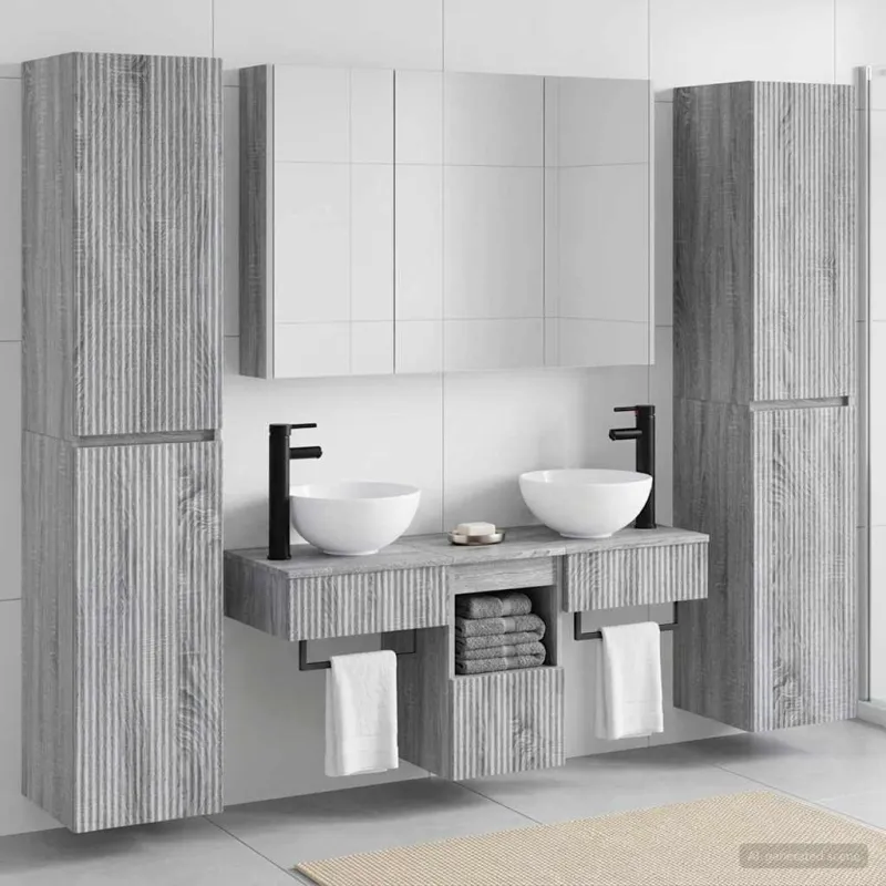 Vonios baldų rinkinys 6 pcs Pilka Sonoma