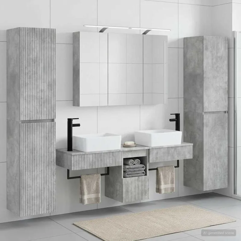 Vonios baldų rinkinys 6 pcs Betono pilka