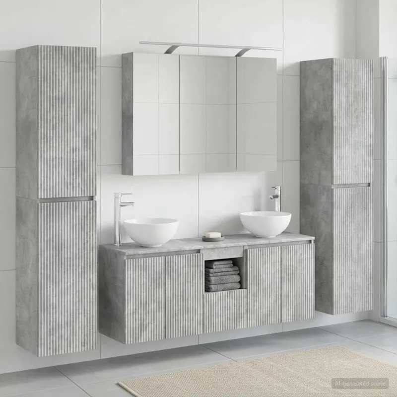 Vonios baldų rinkinys 6 pcs Betono pilka