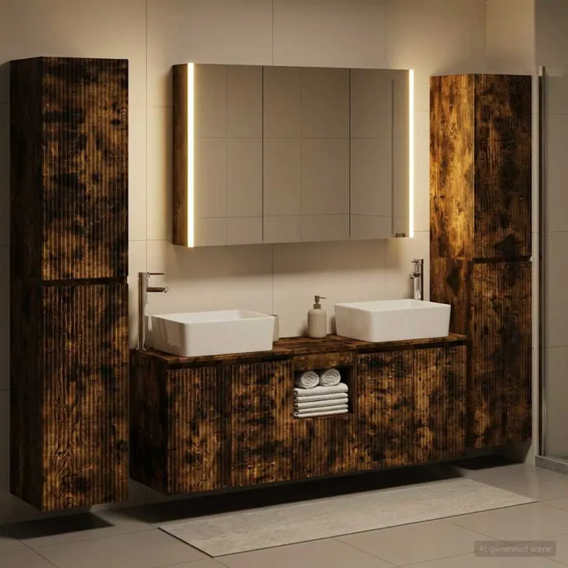 Vonios baldų rinkinys 6 pcs Dūminio ąžuolo