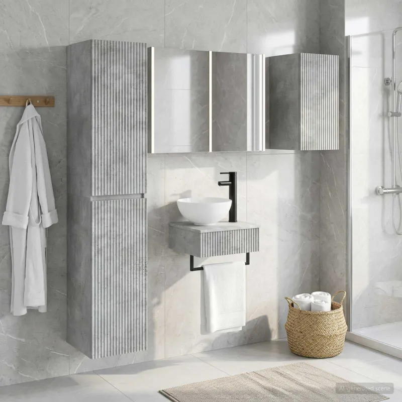 Vonios baldų rinkinys 5 pcs Betono pilka