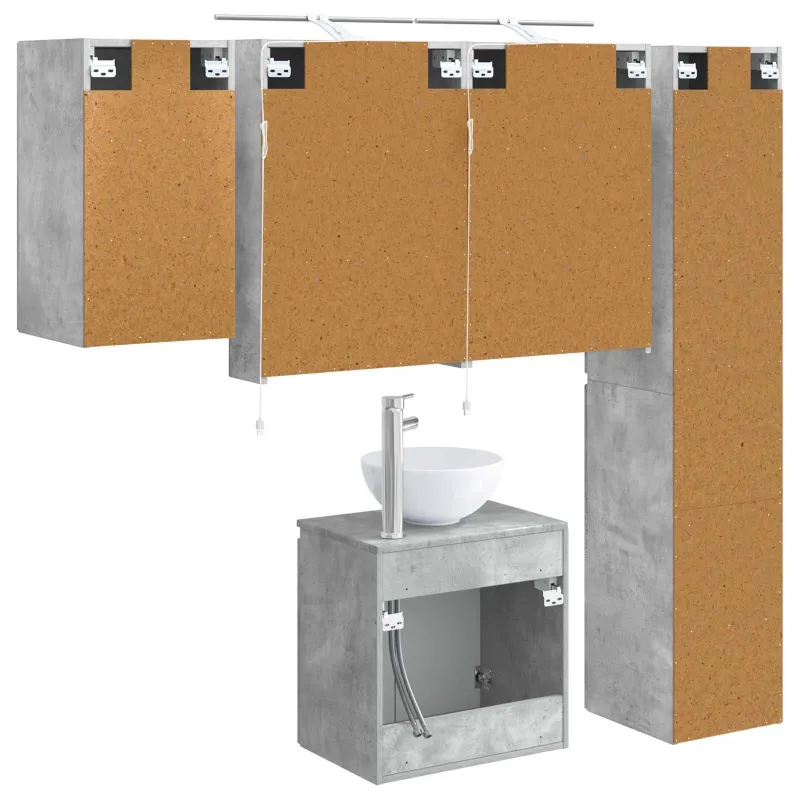 Vonios spintos komplektas 5 pcs Betono pilka 50 x 14,5 x 70 cm