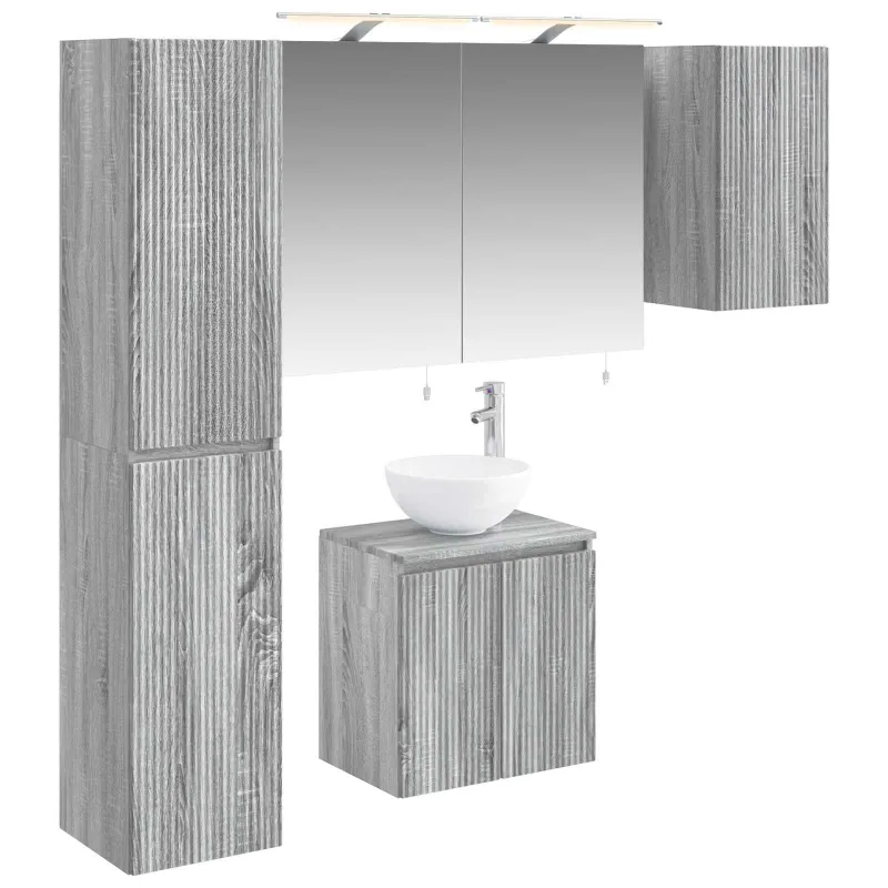 Vonios spintos komplektas 5 pcs Pilka Sonoma 50 x 14,5 x 70 cm
