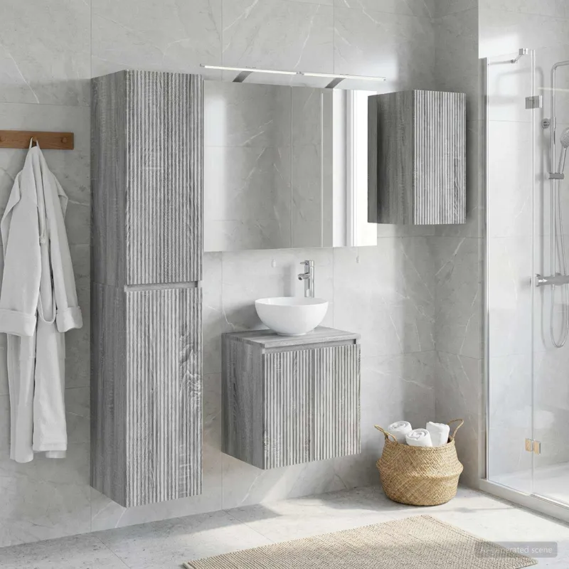 Vonios spintos komplektas 5 pcs Pilka Sonoma 50 x 14,5 x 70 cm