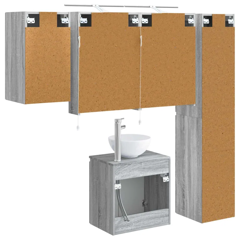 Vonios spintos komplektas 5 pcs Pilka Sonoma 50 x 14,5 x 70 cm