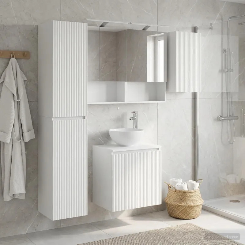 Vonios spintos komplektas 5 pcs Balta 50 x 14,5 x 70 cm