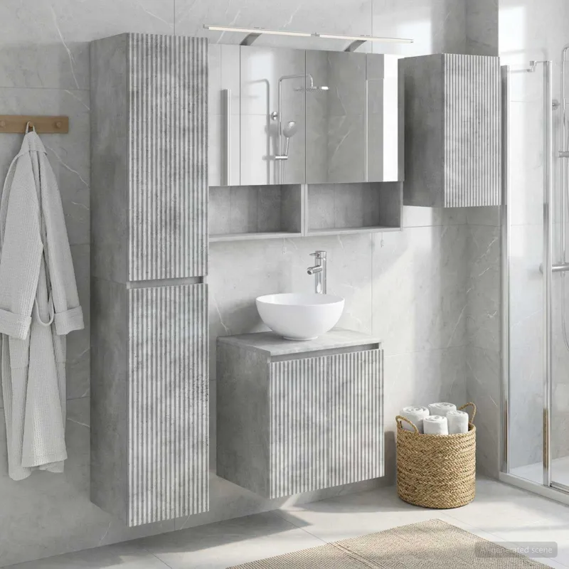 Vonios spintos komplektas 5 pcs Betono pilka 50 x 14,5 x 70 cm