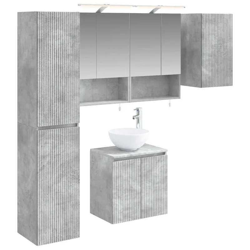 Vonios spintos komplektas 5 pcs Betono pilka 50 x 14,5 x 70 cm