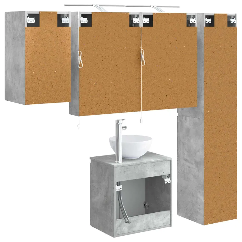 Vonios spintos komplektas 5 pcs Betono pilka 50 x 14,5 x 70 cm
