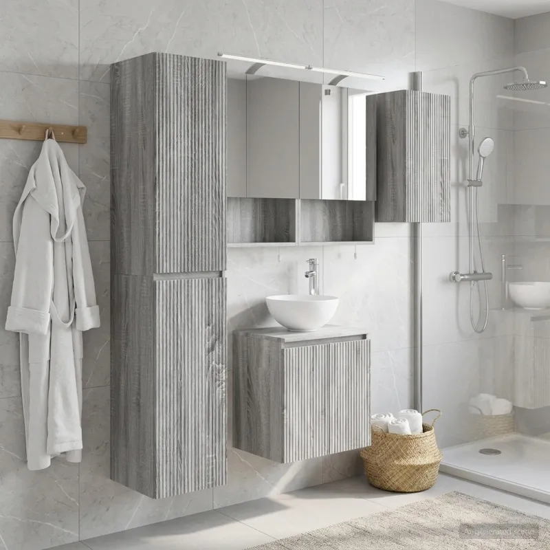 Vonios spintos komplektas 5 pcs Pilka Sonoma 50 x 14,5 x 70 cm