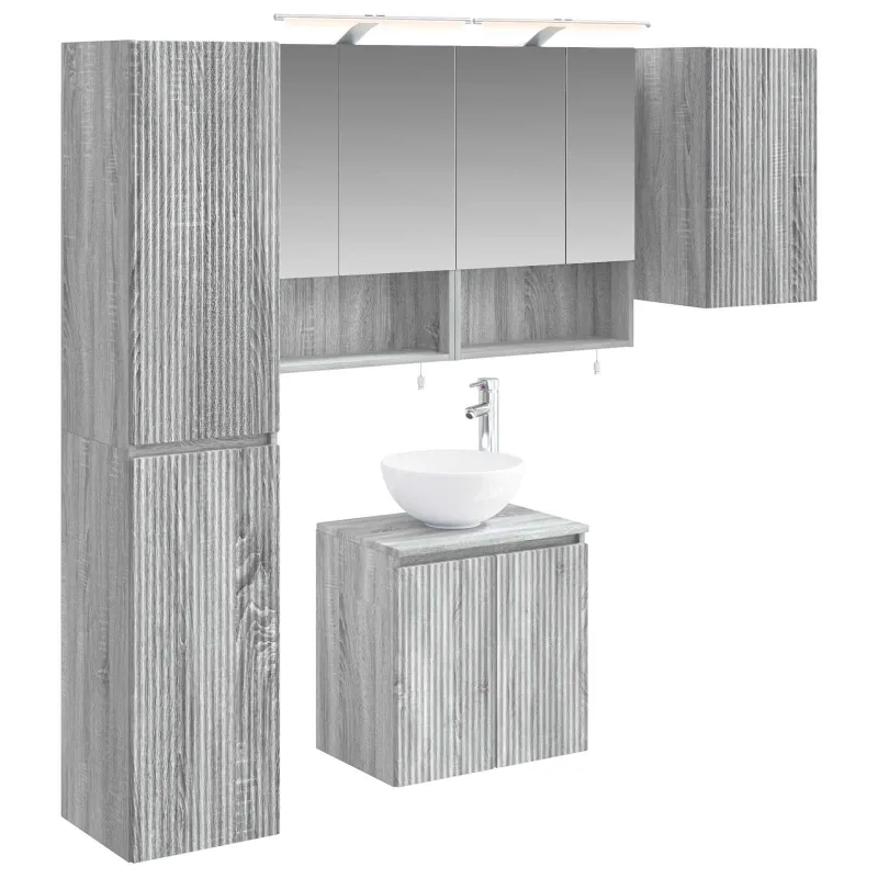 Vonios spintos komplektas 5 pcs Pilka Sonoma 50 x 14,5 x 70 cm