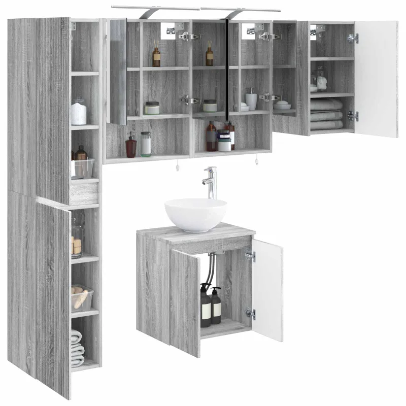 Vonios spintos komplektas 5 pcs Pilka Sonoma 50 x 14,5 x 70 cm