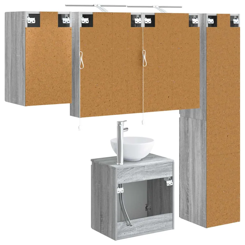 Vonios spintos komplektas 5 pcs Pilka Sonoma 50 x 14,5 x 70 cm