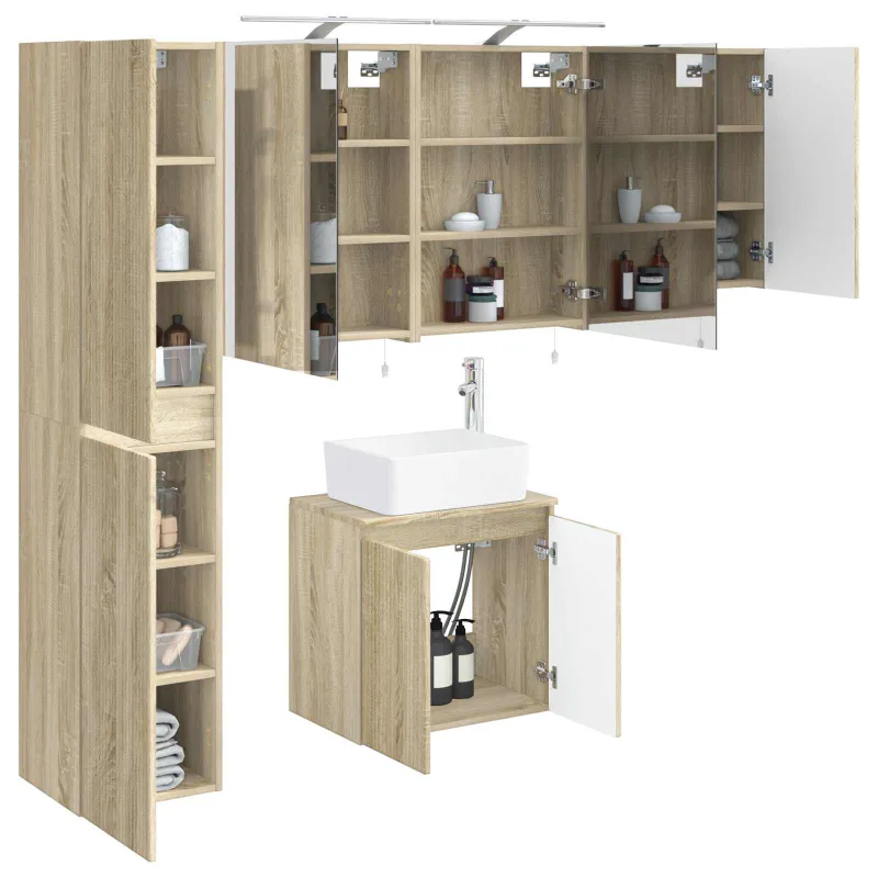 Vonios spintos komplektas 5 pcs Sonoma ąžuolas