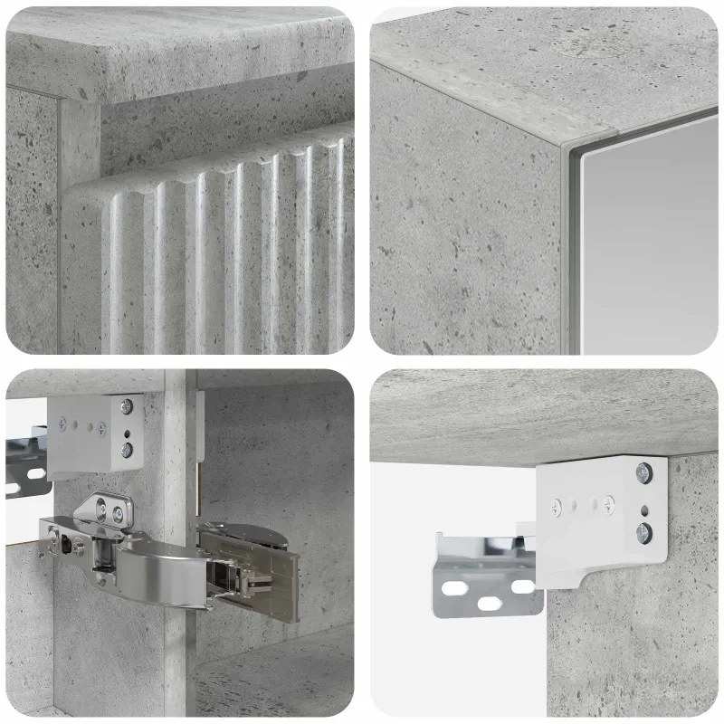 Vonios spintos komplektas 5 pcs Betono pilka 50 x 14,5 x 70 cm