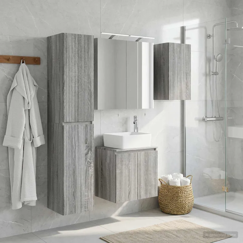Vonios spintos komplektas 5 pcs Pilka Sonoma 50 x 14,5 x 70 cm