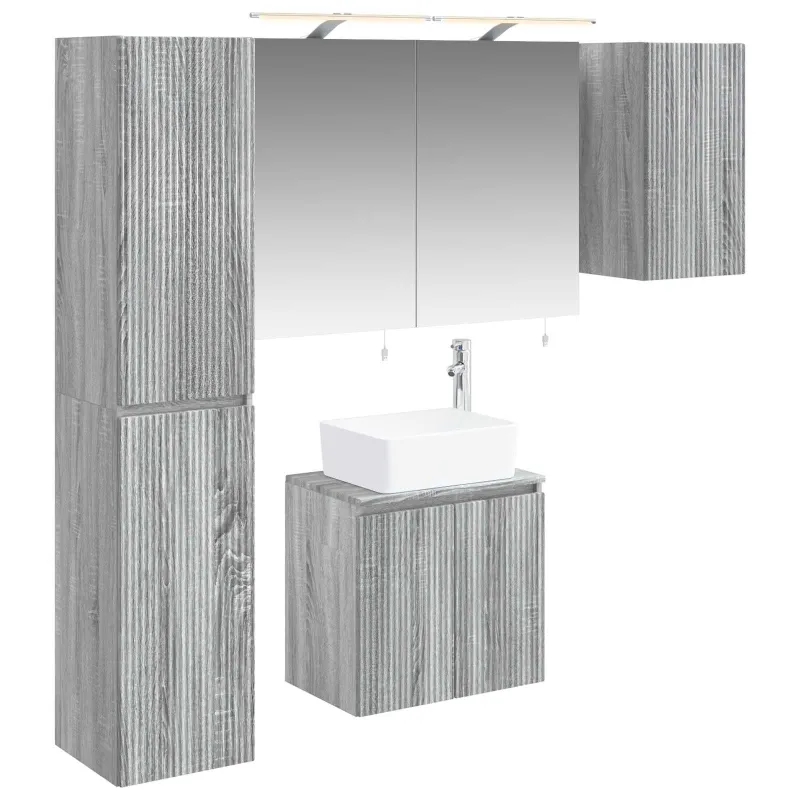 Vonios spintos komplektas 5 pcs Pilka Sonoma 50 x 14,5 x 70 cm