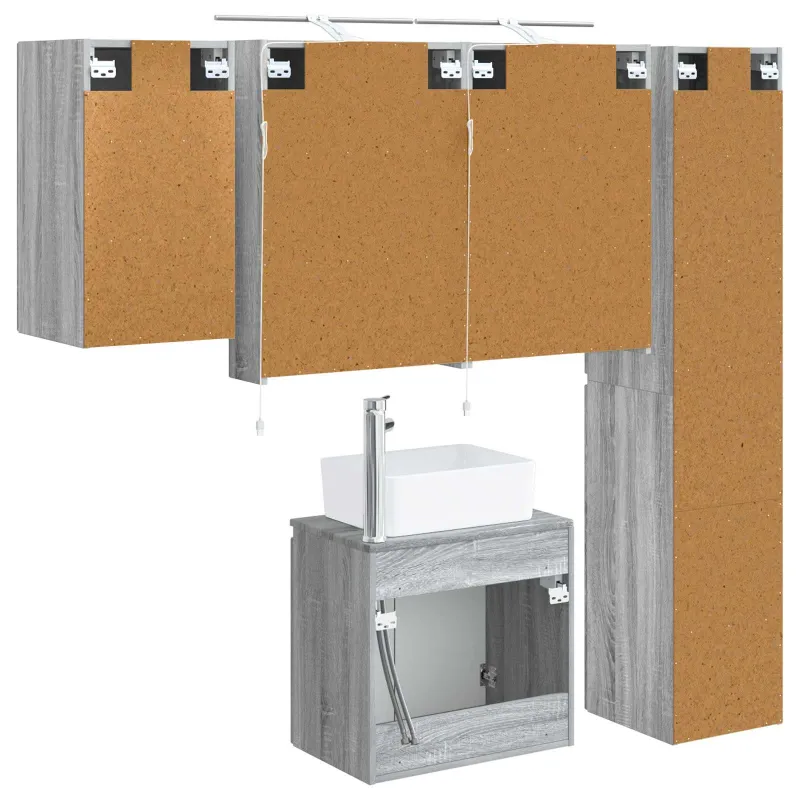 Vonios spintos komplektas 5 pcs Pilka Sonoma 50 x 14,5 x 70 cm