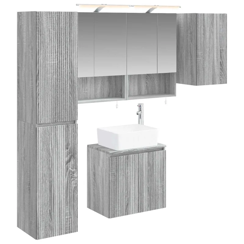 Vonios spintos komplektas 5 pcs Pilka Sonoma 50 x 14,5 x 70 cm