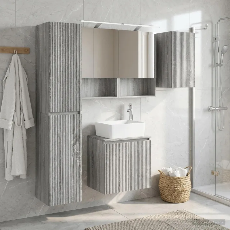 Vonios spintos komplektas 5 pcs Pilka Sonoma 50 x 14,5 x 70 cm