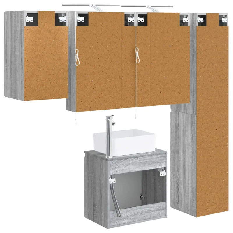 Vonios spintos komplektas 5 pcs Pilka Sonoma 50 x 14,5 x 70 cm