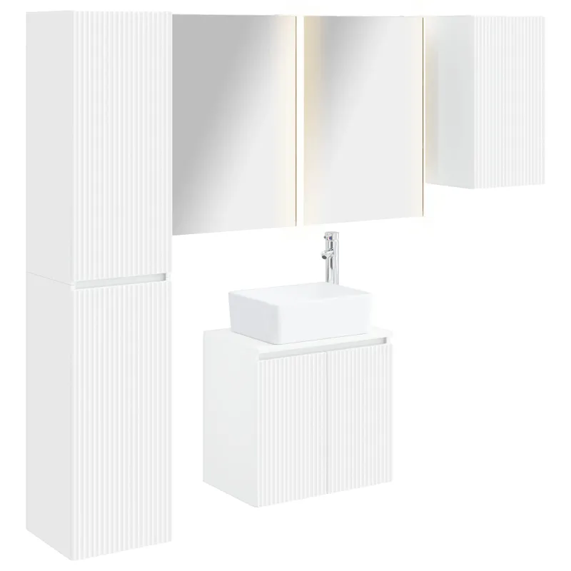 Vonios spintos komplektas 5 pcs Balta 53 x 15,5 x 70 cm