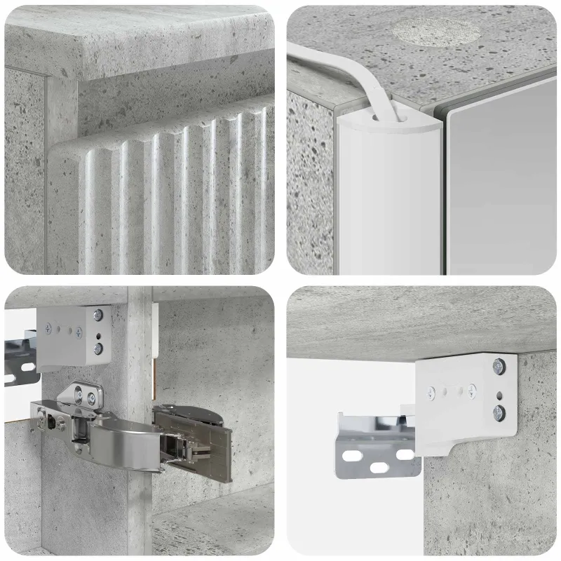 Vonios spintos komplektas 5 pcs Betono pilka 53 x 15,5 x 70 cm